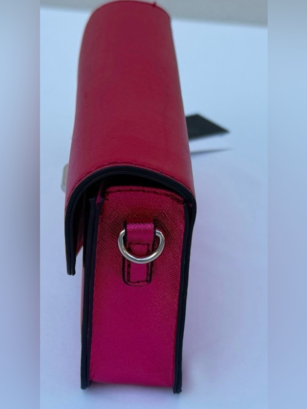 Isabelle Hot Pink Saffiano Crossbody Bag NWT | Envelope Clutch | Turn-Lock - Picture 4 of 6
